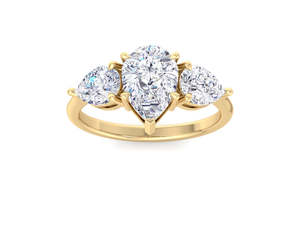 Anillo de Compromiso y Boda de Tres Piedras con Diamante Cultivado en Laboratorio con Corte Pera para Mujer, Diamantes Laterales Marquise, Oro de 18K, Certificado IGI - Product Image 4