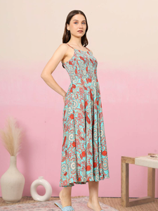 Ropa Étnica India con Estampado Floral, Estilo Casual Elegante para el Verano, 100% Algodón, Tela Ligera, Ajuste Cómodo, Reciclada - Product Image 3