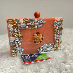 Último diseño, patrón de mármol, embrague de resina lisa, cadena de Metal, bolsos de mano de noche para mujer, fiesta de boda de Falak World Export - Product Image 5