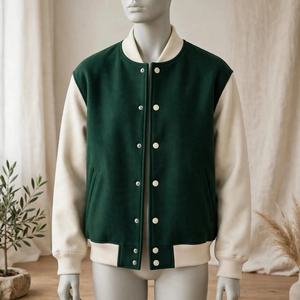 แจ็คเก็ต Letterman แบบสั่งทำพิเศษ ตัวเสื้อผ้าฝ้าย แขนหนังเทียม ระบายอากาศได้ดี คอตั้ง ปักลาย สำหรับผู้ชาย ฤดูหนาว จากซัพพลายเออร์ - Product Image 6