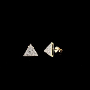 Triangle Geometric 925 Silver Vermeil Pave Diamond Stud <b>Earrings</b> 0.35ct Round Brilliant Cluster IGI Certified Unisex Gift - Product Image 1