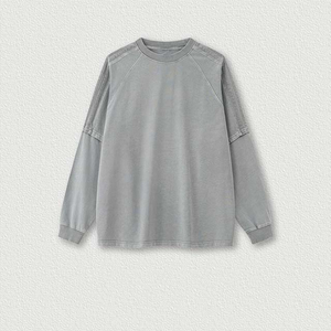 Sudadera Oversize Transpirable de Algodón Mineral Lavado con Cuello Redondo, Color Liso, Tejida, Casual, para Otoño, 100% Algodón, para Hombre - Product Image 3