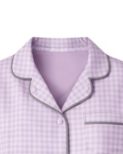 Ensemble de pyjama pour femmes en coton doux à carreaux gris lavande, manches longues, boutonné, vêtements de nuit, ensemble de deux pièces, ensemble confortable pour se détendre - Product Image 5