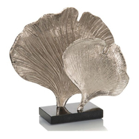Sculpture abstraite moderne en argent pour la décoration de table de salon, figurine d'art en aluminium sculptée à la main de luxe avec base en marbre