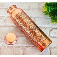 Bouteille d'eau en cuivre pur, artisanat métallique, anti-fuite, réutilisable, pour l'hydratation quotidienne, les voyages et la maison