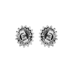 Vente en gros de boucles d'oreilles clous ovales facettées en argent sterling 925 massif avec onyx noir et halo de zirconiums cubiques, Memoria Jewels - Product Image 5