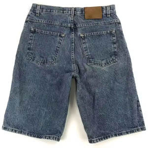 Wholesale Custom Logo 100% Cotton <b>Jogging</b> <b>Denim</b> Shorts High Quality Baggy Style Elastic Waist Washed <b>Denim</b> Shorts - Product Image 2