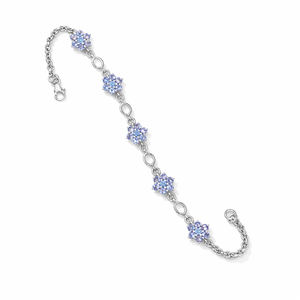 Bracelet floral en argent sterling 925 inspiré du géranium perpétuel, tanzanite bleue, plaqué or 1 micron et rhodium - Product Image 5