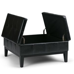 Mesa de centro Dover Square Midnight Black con almacenamiento, taburete y otomana elegantes, juego de taburete y otomana - Product Image 6