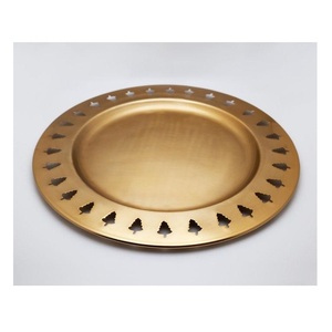 Plato decorativo de acero inoxidable con superficie texturizada para servir café y té - Product Image 1