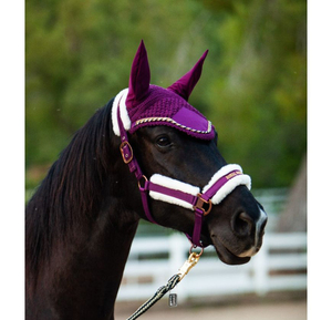 Voile anti-mouches pour cheval en coton tricoté respirant de haute qualité avec oreilles, bonnet de tête pour cheval au crochet - Product Image 2