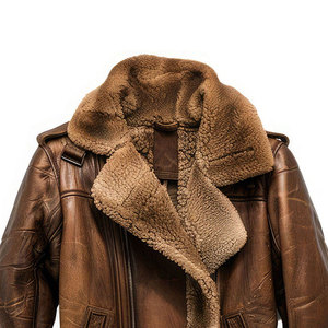 Brown Genuine Leather Men's Embossed Seamless Fusing Moto Jacket Sherpa Lined <b>Zip</b>-<b>Up</b> Windproof Winter Outerwear Regular Fit - Product Image 3