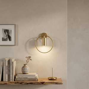 Applique murale minimaliste en laiton, anneau rond, luminaire mural moderne pour salon, décoration intérieure, lampe personnalisée - Product Image 1