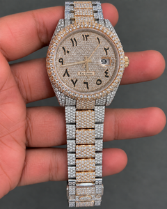 Reloj de Cuarzo con Incrustaciones de Diamantes Raj Gems, Esfera Redonda, Visualización de Fecha Analógica, Brazalete de Acero Inoxidable, Lujoso, Unisex, 40 mm - Product Image 3