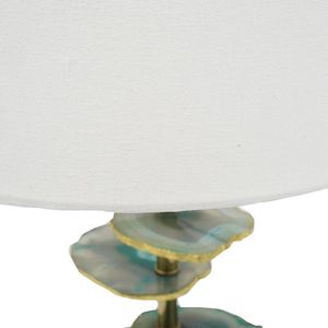 Lampe de table en tranche d'agate verdante D15x29.5 avec base en marbre - Product Image 2