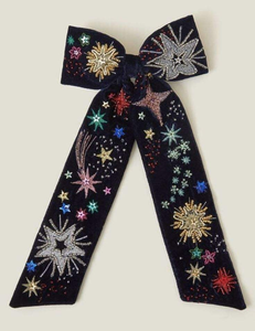 Barrette à cheveux en satin de soie vert et blanc avec perles et nœud brodé, pour le soutien des équipes de football le jour du match - Product Image 5