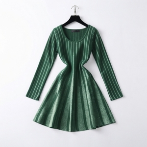 Robe décontractée à rayures pour femmes, manches longues, coupe trapèze, mini-robe, col rond, tenue élégante pour le bureau ou les fêtes - Product Image 5