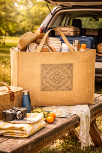 <b>Extra</b> <b>Large</b> Natural Jute Tote Bag Red <b>Print</b> Eco Friendly Reusable Shopping Grocery Bag Heavy Duty for Burlap Wedding Amani - Product Image 2