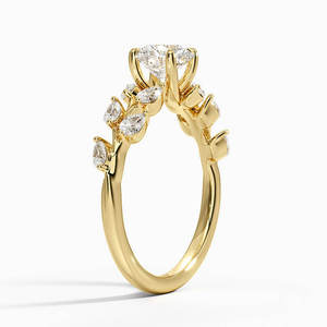 Bague de fiançailles et de mariage en or massif 10K 14K 18K, certifiée luxe, inspirée des fleurs, avec diamant de laboratoire pour femme - Product Image 2