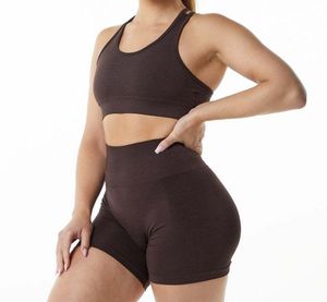 Soutien-gorge de sport sans coutures pour femme, dos nageur, col ras du cou, maintien moyen, pour yoga et fitness, couleur unie, respirant, séchage rapide, anti-transpiration - Product Image 1