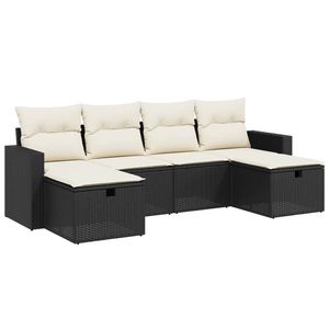 Conjunto de Sofás Modulares Grandes de Ratán Sintético Negro para Jardín - Product Image 2