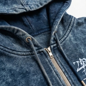 New Winter Oversized Vintage Heavy Acid Wash Sweatsuit Men Distressed Embroidery Cut Sew <b>Tracksuit</b> Active Customized Color - Product Image 4