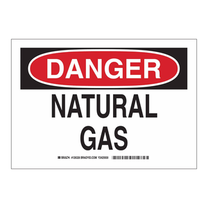 Panneau de sécurité au gaz naturel Brady Danger - Panneau d'avertissement réfléchissant en PVC pour les zones à gaz intérieures et extérieures - Product Image 2