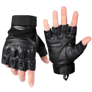 ถุงมือยกน้ำหนักหนังสีดำแบบครึ่งนิ้ว สายรัดข้อมือปรับได้ สำหรับออกกำลังกาย ฟิตเนส ฝึกซ้อม เหมาะสำหรับทั้งชายและหญิง สีดำแบบครึ่งนิ้ว - Product Image 2