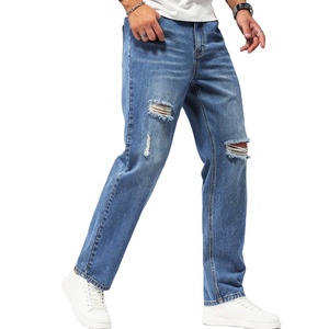 Top Class Fashioned <b>Men</b> Distressed <b>Trouser</b> High <b>Elastic</b> Waist Sweatpants Fleece Heavyweight Solid Colour <b>Men</b> Distressed <b>Trouser</b> - Product Image 1