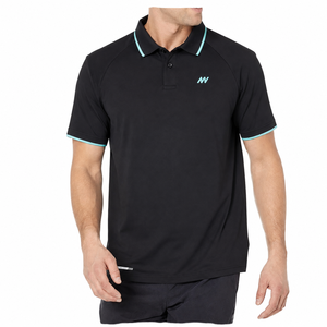 Camiseta Personalizada para Hombre, Negra, con Estampado, Manga Raglán Tejida, Cuello con Ribete en Contraste, Manga Corta, Antiarrugas, Casual, Deportiva - Product Image 1