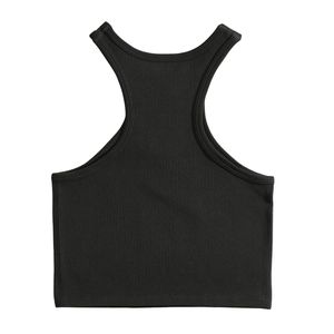 Custom Wholesale Women Sleeveless Ribbed Knit <b>Crop</b> Tank <b>Top</b> Solid Color Slim Fit <b>Sexy</b> High Street Casual Yoga <b>Top</b> - Product Image 4