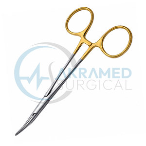 Pinzas Hemostáticas Quirúrgicas Halsted Mosquito Curvas Akramed Premium con Mango Dorado, Juego de Instrumentos de Acero Inoxidable, Certificación CE - Product Image 3