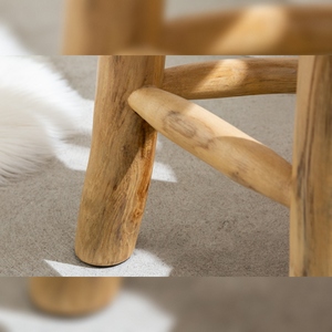 Tabouret en bois Vandana Urban Flow BALI 45cm, table d'appoint ronde en teck naturel, tabouret de chevet - Product Image 2