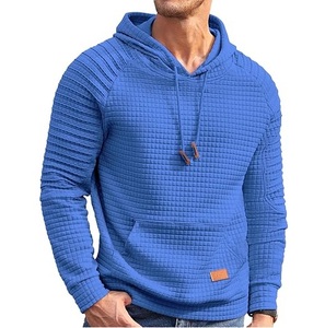 Sweat à capuche thermique en tricot gaufré rose uni de qualité supérieure pour homme, coupe oversize, respirant, idéal pour l'hiver - Product Image 4