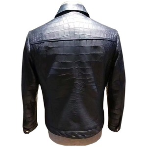 Veste en cuir véritable pour homme, respirante, col montant, fermeture éclair sur le devant, style décontracté d'hiver, coupe classique - Product Image 2