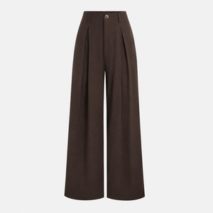 Womens High Waist Breathable Faux Linen Plain Dyed Solid Pleated <b>Wide</b> <b>Leg</b> <b>Pants</b> Retro Loose Fit Summer Office <b>Palazzo</b> ODM Custom - Product Image 4