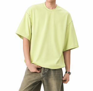 เสื้อยืดผู้ชายลำลองปี 2026 ทรงโอเวอร์ไซส์ ผ้าเทอร์รี่ ล้างสีแบบวินเทจ ผลิตจากโพลีเอสเตอร์/คอตตอน เป็นมิตรต่อสิ่งแวดล้อม คุณภาพสูง - Product Image 3