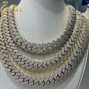 Luxury Cubanas Custom 12mm-20mm Gold Plated Brass Prong AAAAA CZ Diamond <b>Iced</b> Out Cuban Link <b>Chain</b> Hip Hop Necklace for Men - Product Image 1