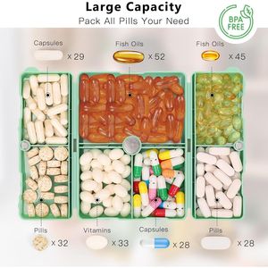 Organizzatore Portatile per Pillole da Viaggio a 7 Scomparti, 2 Pezzi, Design Pieghevole, Portapillole Tascabile per Uso Quotidiano - Product Image 3