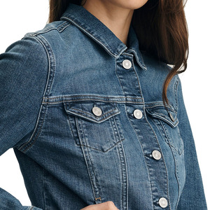 Chaqueta de Mezclilla Azul de Manga Larga para Mujer, Estilo Casual, Primavera-Otoño, Fabricación Personalizada de Alta Calidad - Product Image 6