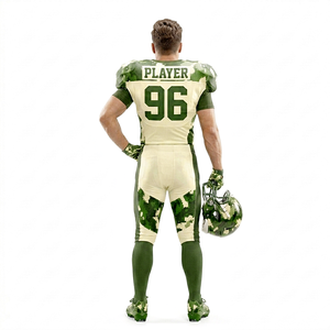 Hot Selling American Football Uniform in Camo Print Green with Cream Color A+ Quality Polyester Quick Dry Moisture Wicking - Product Image 4
