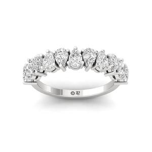 Luxury Pear Cut Lab Grown Diamond Half <b>Eternity</b> <b>Ring</b> in 925 Sterling <b>Silver</b> 10K Gold Plated Finish for Women Wedding Anniversary - Product Image 4