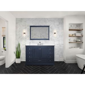 Blu navy 48 pollici. L X 22 Pollici Mobile bagno singolo D con lavabo da 46 pollici. Mobili da Bagno con Top in Quarzo Bianco e Specchio - Product Image 3