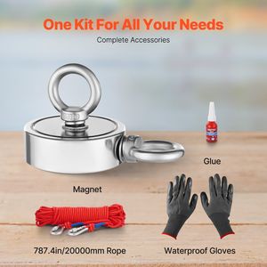 Kit magnétique de pêche double face 1000 LBS Pull Force avec mousqueton et corde Accessoires de chasse - Product Image 3