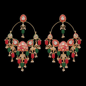 Pendientes colgantes Kundan Jadau de aleación, estilo Hyderabad, con perlas de imitación multicolor, joyería para bodas. - Product Image 2