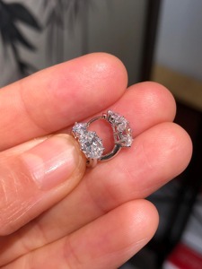 Oval Cut Lab Grown Diamond Huggie Hoop <b>Earrings</b> in 14K White Gold, Elegant Minimal Diamond Hoops for Women Fine Jewelry Gift - Product Image 4