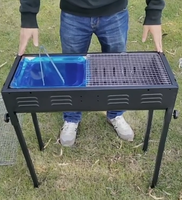 Grand barbecue japonais rectangulaire au charbon de bois, four à barbecue extérieur épaissi et détachable avec grille de cuisson réglable en hauteur