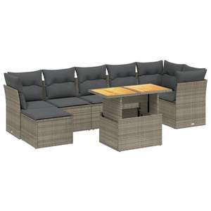 Conjunto Modular Grande de Sofás de Jardín de Ratán PE Gris y Gris Oscuro - Product Image 2