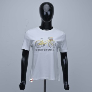 T-shirt blanc à manches courtes avec imprimé vélo, col rond, coupe classique, style décontracté, t-shirts en coton pour hommes avec logo personnalisé - Product Image 1