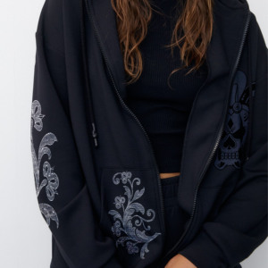 Ensemble de survêtement en velours imprimé 2 en 1 pour femmes grandes tailles, pantalon long à capuche, poches latérales, couleur unie, vêtements décontractés d'automne - Product Image 2